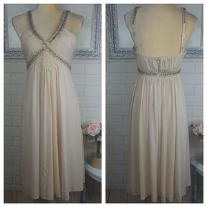 BCBGMaxAzria Cream Dress with Silver Accents